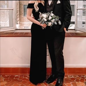 David’s Bridal Black Velvet Bridesmaid Dress